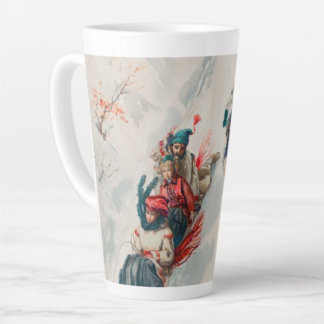 "Tobogganing", Chromolithograph, Louis Prang & Co. Latte Mug (Left Angle)