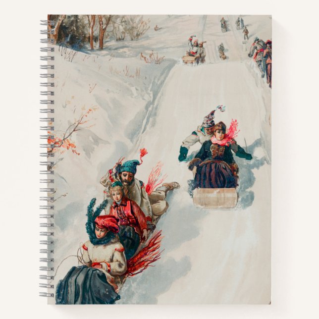 "Tobogganing", Chromolithograph, Louis Prang & Co. Notebook (Front)