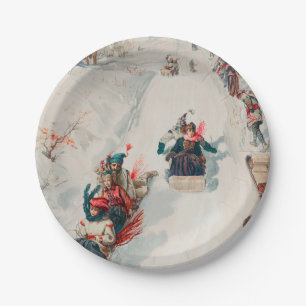 "Tobogganing", Chromolithograph, Louis Prang & Co. Paper Plate