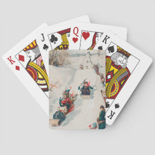 "Tobogganing", Chromolithograph, Louis Prang & Co. Playing Cards