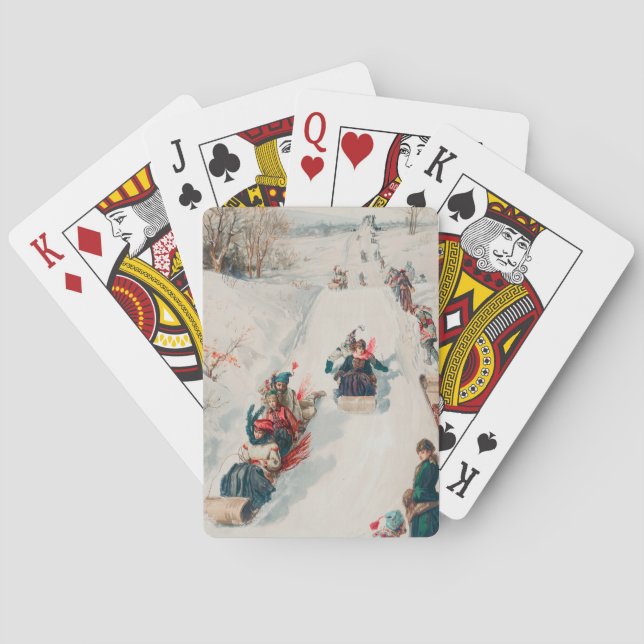 "Tobogganing", Chromolithograph, Louis Prang & Co. Playing Cards (Back)