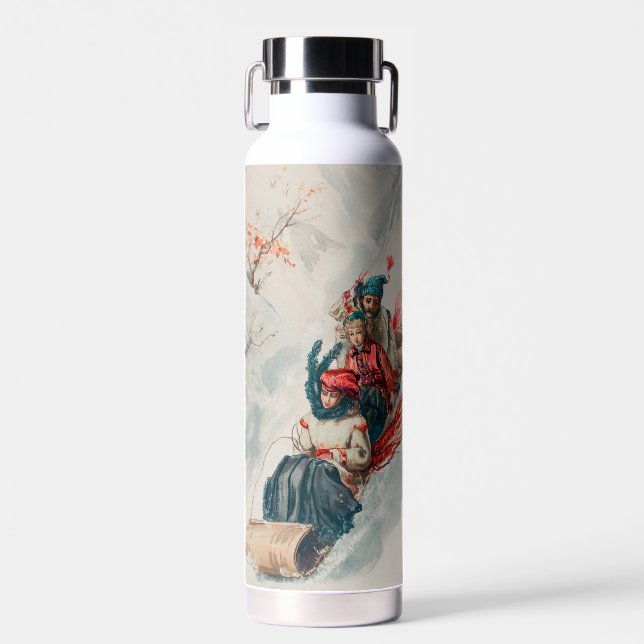 "Tobogganing", Chromolithograph, Louis Prang & Co. Water Bottle (Front)