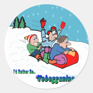 Tobogganing Classic Round Sticker