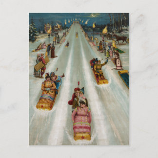 Toboggans On a winter night Postcard