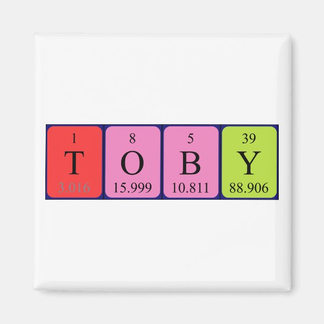 Toby periodic table name magnet (Front)