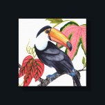 Toco Toucan Canvas Print<br><div class="desc">Toco Toucan I by Melissa Wang. A single toucan is perched on a branch with tropical leaves. | 164390Z</div>