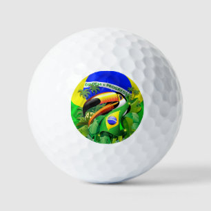 Toco Toucan with Brazil Flag  Golf Balls