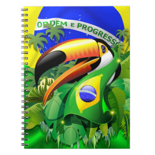 Toco Toucan with Brazil Flag  Notebook