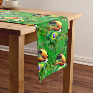 Toco Toucan with Brazil Flag Short Table Runner