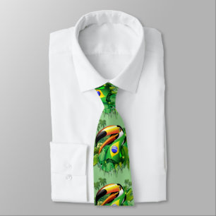 Toco Toucan with Brazil Flag Tie