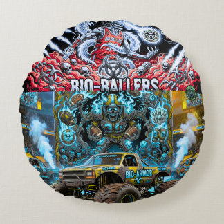 TOCOCLAWS Bio-Armour Monster Truck - Toxic Skull Round Cushion