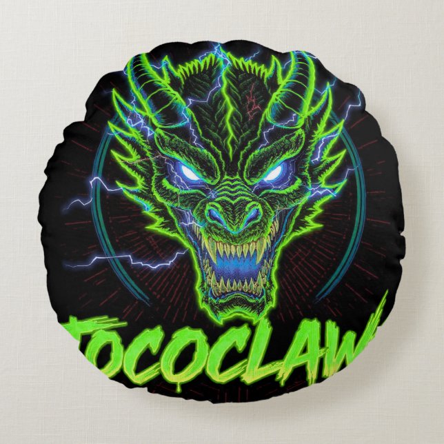 TOCOCLAWS Biohazard Skeleton: Radioactive Gas Mask Round Cushion (Front)