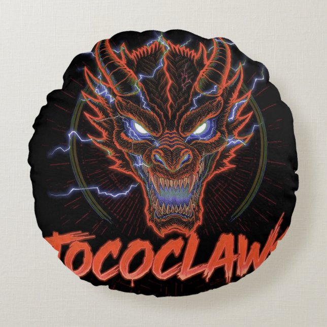 TOCOCLAWS Biohazard Skeleton: Radioactive Gas Mask Round Cushion (Front)