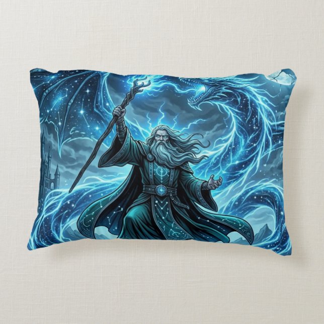 TOCOCLAWS Celestial Wizard & Ethereal Star Dragon Decorative Cushion (Back)