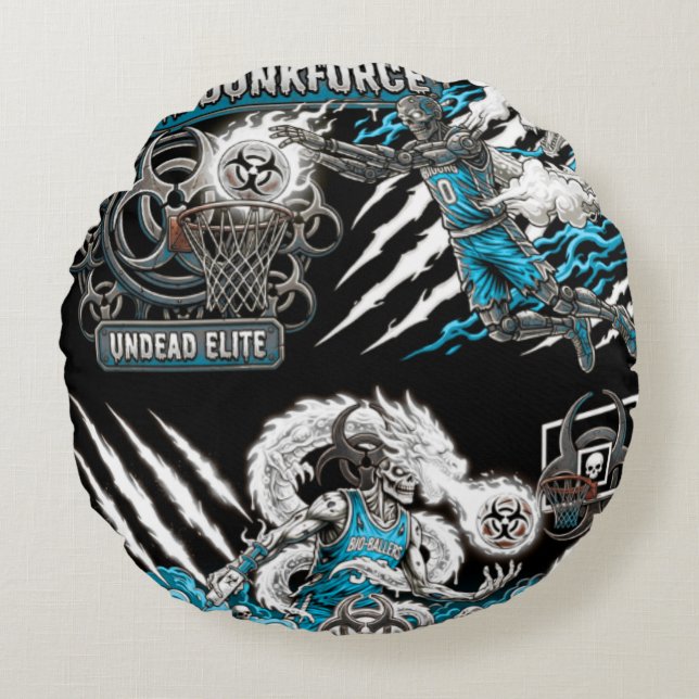 TOCOCLAWS Cyborg Dunkforce - Undead Elite Basketba Round Cushion (Front)