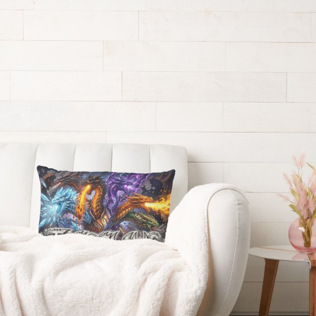 TOCOCLAWS Five-Headed Dragon & Neon Hypercar Mashu Lumbar Cushion (Couch)