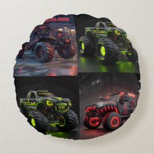 TOCOCLAWS Swamp Beast: Toxic Skull Monster Truck Round Cushion