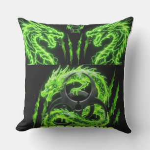 TOCOCLAWS Twin Neon Green Lightning Dragons Cushion
