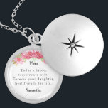 Today a Bride Mother-of-the-Bride Keepsake Locket Necklace<br><div class="desc">Today a bride,  tomorrow a wife. Forever your daughter,  best friends for life. Personalise this pretty floral design with your name and it will make a thoughtful keepsake gift for your mother.</div>