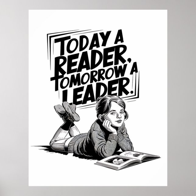 Today a Reader - Book Reading Girl - Bookworm Girl Poster (Front)