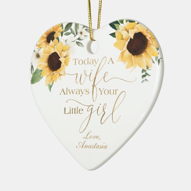 Today a Wife, Always Your Little Girl Sunflowers Ceramic Tree Decoration (Left)