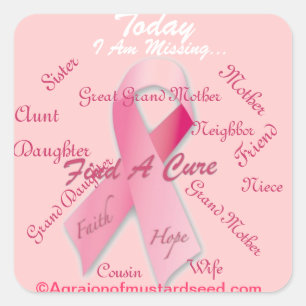 Today I am missing Pink Ribbon Square Sticker