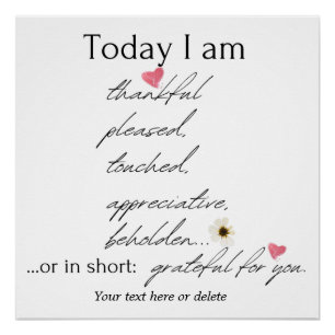 Today I am thankful inspirational customizable Poster