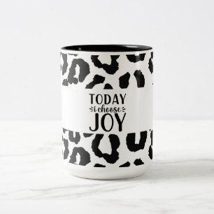 Today I Choose Joy Leopard Pattern Two-Tone Mug