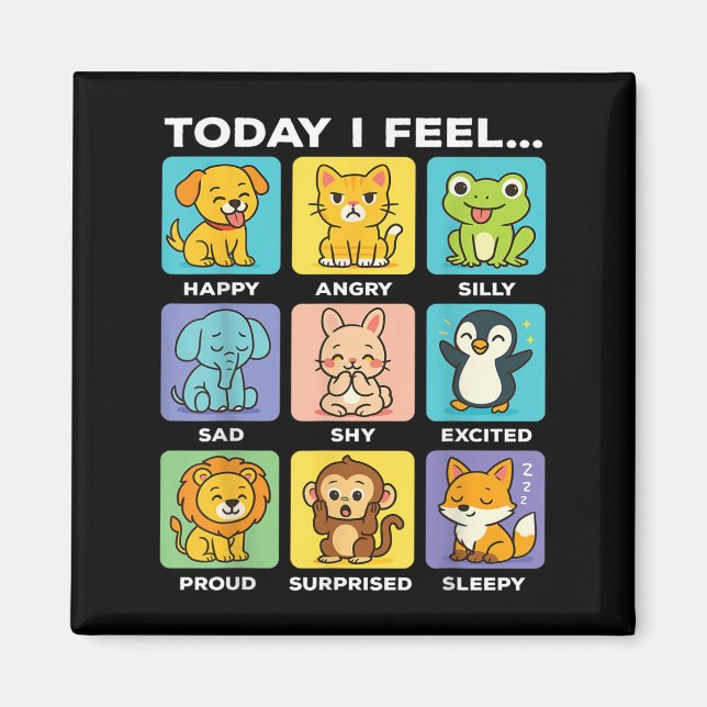 Today I Feel... Funny Animals Emotional Boxes Emot Magnet (Front)