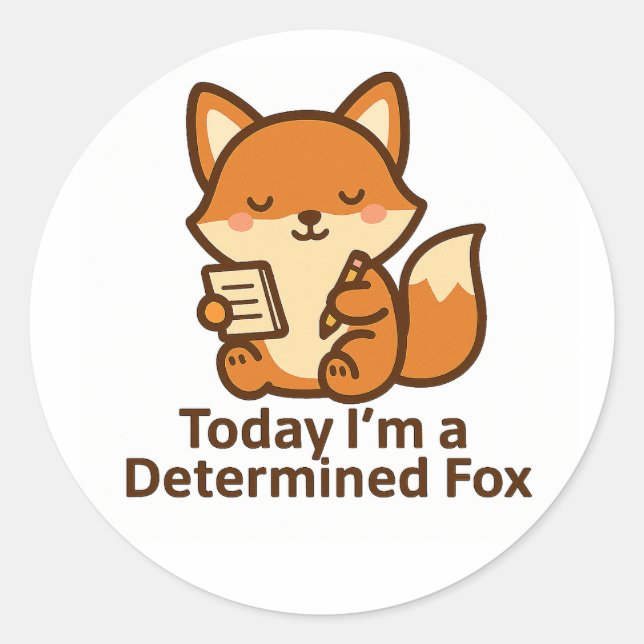 Today I’m a Determined Fox – Kawaii Sticker (Front)