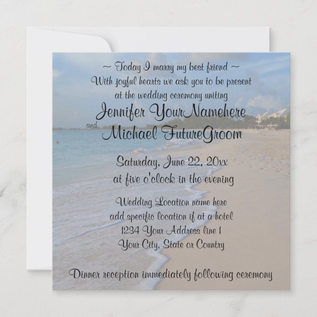 Today I Marry My Best Friend Beach Wedding Invitation (Front)