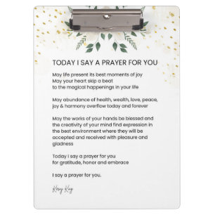 Today I Say A Prayer For You - Hope Peace Poem Clipboard