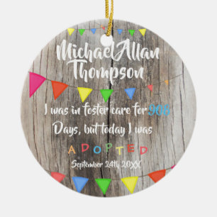 Today I was Adopted from Foster Care - Custom Name Ceramic Tree Decoration