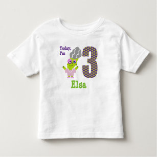 Today I'm 3 Green Monster Bride Birthday Toddler T-Shirt