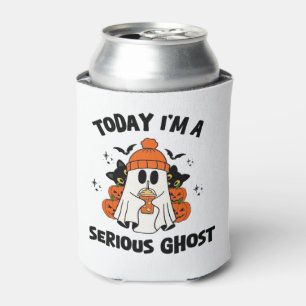 TODAY I'M A SERIOUS GHOST COFFEE PUMPKIN HALLOWEEN CAN COOLER