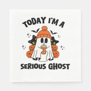 TODAY I'M A SERIOUS GHOST COFFEE PUMPKIN HALLOWEEN NAPKIN