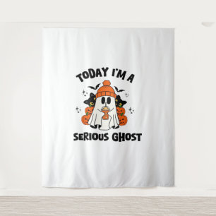 TODAY I'M A SERIOUS GHOST COFFEE PUMPKIN HALLOWEEN TAPESTRY