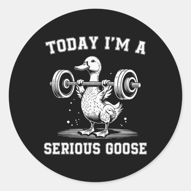 Today I'm A Serious Goose Funny Lifting Weights Gy Classic Round Sticker (Front)