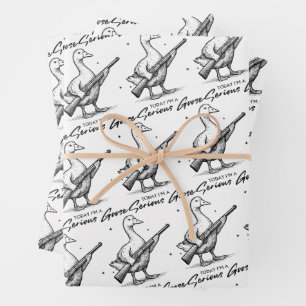 Today I'm A Serious Goose Lovers Goose With Gun Wrapping Paper Sheet
