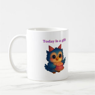 Today is a Gift – Positive Owl Illustration Coffee Mug