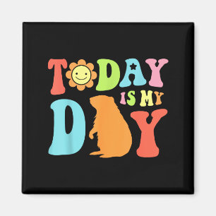 Today Is Groundhog Day Funny Women Retro 60s Daisy Magnet