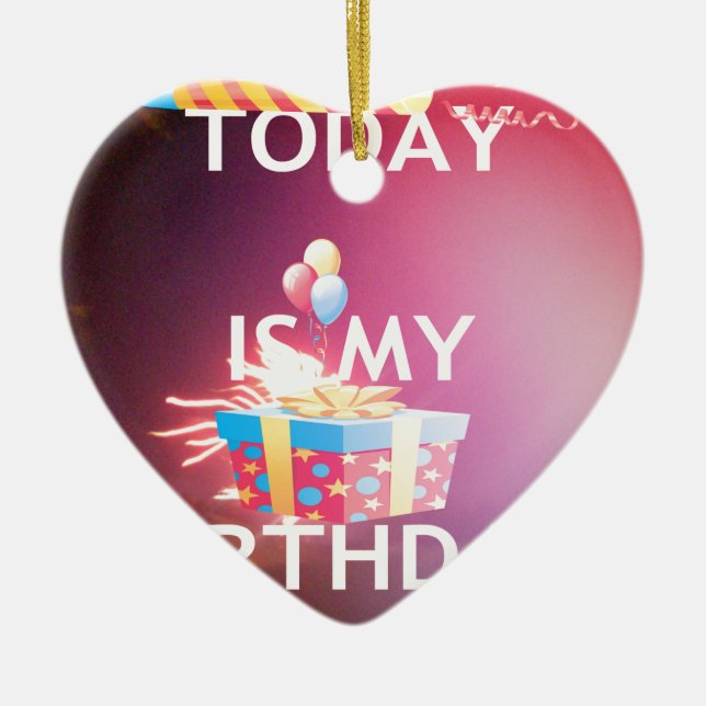 Today is My Birthday Art Print Ceramic Tree Decoration (Front)