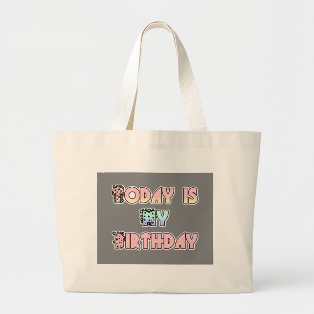 Today is My Birthday Baby Pink Art Print Large Tote Bag (Front)