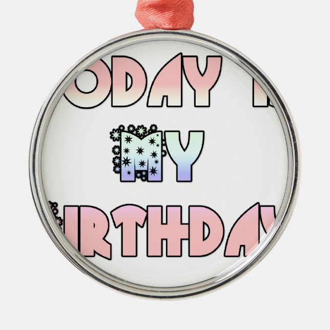 Today is My Birthday Baby Pink Art Print Metal Tree Decoration (Front)