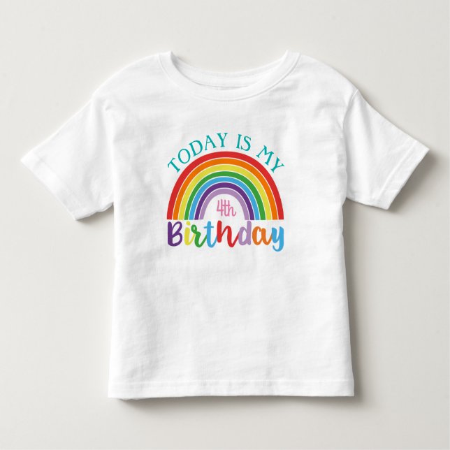 Today Is My Birthday Rainbow Add Your Age Girls Toddler T-Shirt (Front)