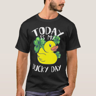 Today is My Ducky Lucky Day Shamrock Yellow Rubber T-Shirt