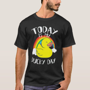 Today is My Ducky Lucky Day Yellow Rainbow Rubber  T-Shirt
