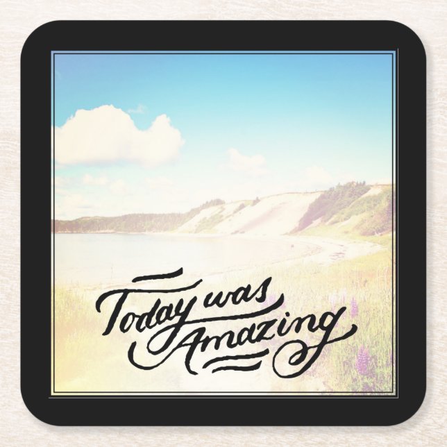 Today Was Amazing Square Paper Coaster (Front)