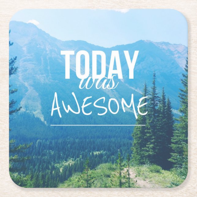 Today Was Awesome Square Paper Coaster (Front)