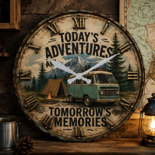 Today's Adventures Are Tomorrow's Memories Camper Large Clock